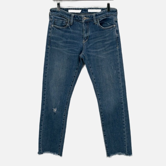 Anthropologie Pilcro Slim Boyfriend Distressed Cut Off Jeans - Size 27 - Picture 1 of 8